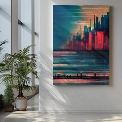 Quadro Decorativo Abstrato - Silhueta Urbana Elegante