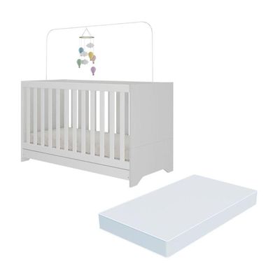 Berço 3 Em 1 Vira Cama Com Colchão Incluso Elza Multimóveis Branco
