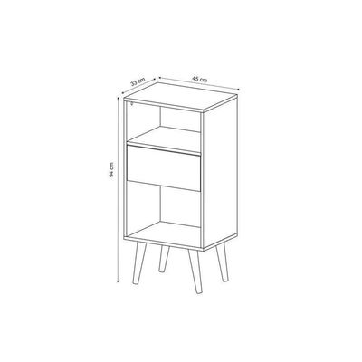 Mesa Lateral P/ Sala E1715 C/ 1 Gaveta E 2 Nichos Natural/off White - Tecno Mobili