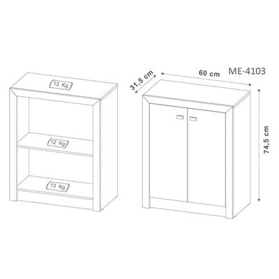 Balcão De Escritório Me4103 C/ 2 Portas Nogal - Tecno Mobili