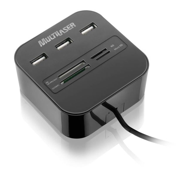 Hub Multilaser USB 3 Portas + Leitor De Cartão Universal 2.0 - AC121 AC121