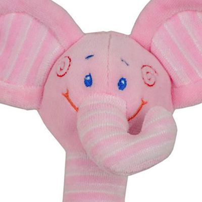 Chocalho Bastão Elefantinho - Rosa - Antialérgico - 16 cm - CAS Brinquedos