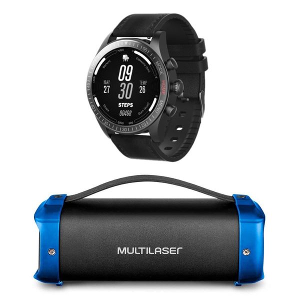 Combo Tech - Caixa De Som Bazooka 70w e Smartwatch SW3 Multiwatch À Prova D’Água Ip68 Multilaser - SP3511K SP3511K