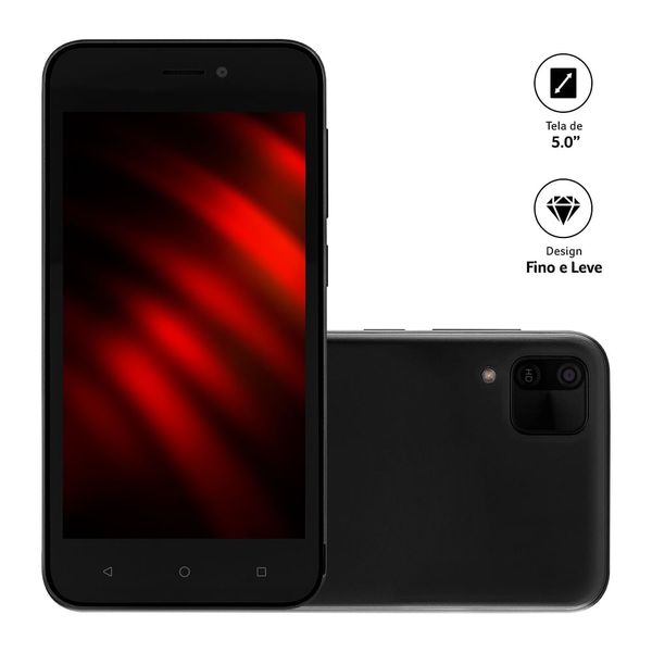 Smartphone E 2 Preto 32GB 3G Wi-Fi Tela 5,0” Dual Chip Android 11 (Go Edition) Quad Core Multilaser - P9148 P9148