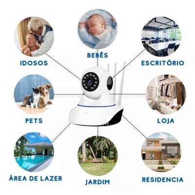 Babá Eletrônica Câmera Wifi Sem Fio Visão Noturna Áudio 360º