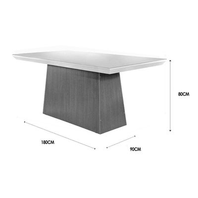 Mesa De Sala Jantar Luna + Tampo Madeirado Vidro Reto 180x90cm Imbuia/off White - Rufato