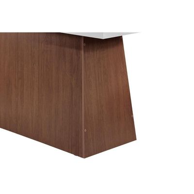 Mesa De Sala Jantar Luna + Tampo Madeirado Vidro Reto 180x90cm Imbuia/off White - Rufato