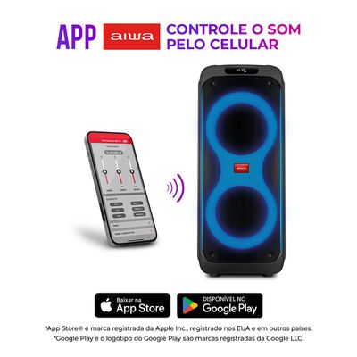Caixa de Som PartyBox AIWA PB-04 Bluetooth 18H RGB USB TWS Preto BIV