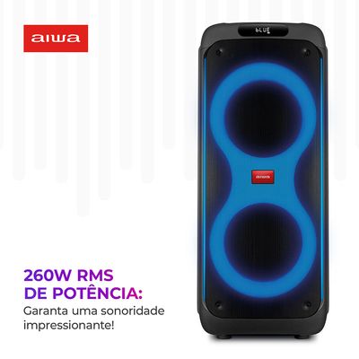Caixa de Som PartyBox AIWA PB-04 Bluetooth 18H RGB USB TWS Preto BIV