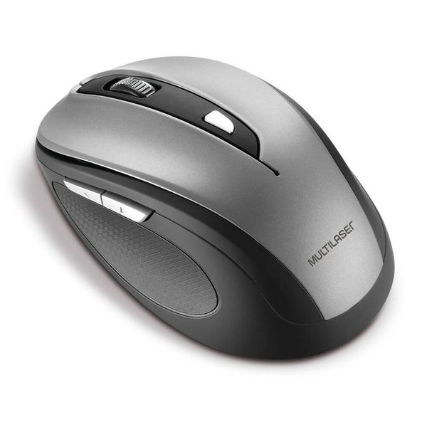 Mouse Confort Sem Fio 2,4Ghz 6 Botões 1600dpi Emborrachado Cinza Usb - MO238 MO238