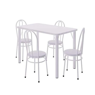 Conjunto de Mesa de Cozinha com 4 Lugares Roma Branco