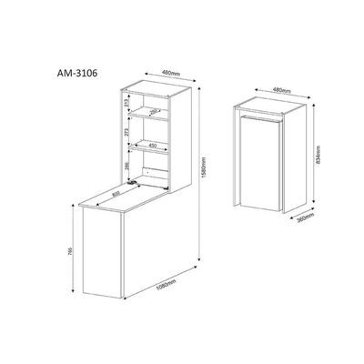 Armário Multiuso Lavanderia Am3106 C/ Mesa Retrátil E 2 Prateleiras Branco - Tecno Mobili