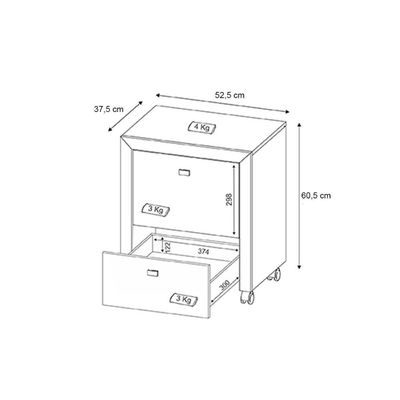 Gaveteiro P/ Escritório Me4112 Pasta Suspensa C/ 2 Gavetas Branco - Tecno Mobili