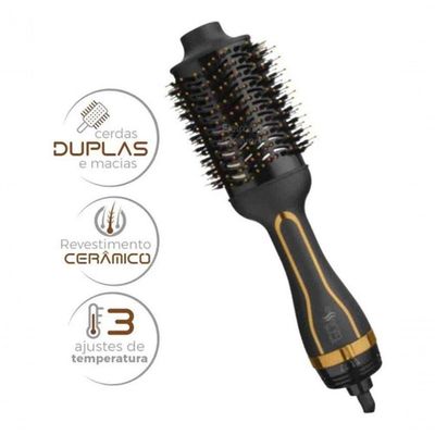 Escova Modeladora Multilaser Seca Alisa 1200w Oval Gold 110v