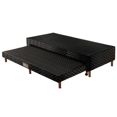Cama Box Base C/auxiliar Solteiro Universal Tecido Bordado Black (88x188x30) - Paropas