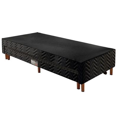 Cama Box Base C/auxiliar Solteiro Universal Tecido Bordado Black (88x188x30) - Paropas