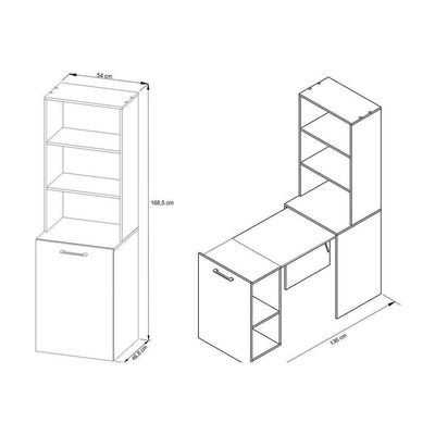 Mesa Multiuso Escritório Retrátil Me4171 C/ 5 Nichos Branco - Tecno Mobili