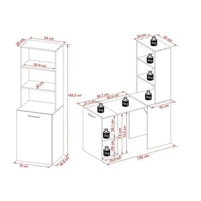 Mesa Multiuso Escritório Retrátil Me4171 C/ 5 Nichos Branco - Tecno Mobili
