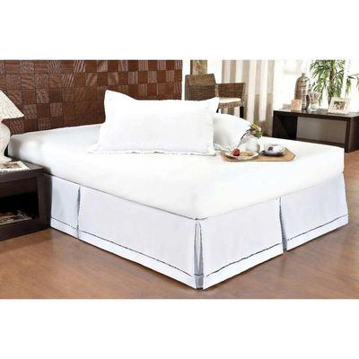 Saia Cama Box Queen Babado Ponto Palito Branco (160x200) - Ortobom