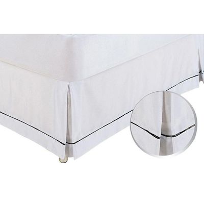 Saia Cama Box Queen Babado Ponto Palito Branco (160x200) - Ortobom