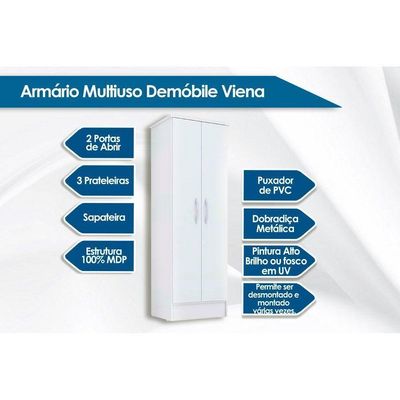 Armário Multiuso Lavanderia Viena C/ 2 Portas Branco - Demóbile