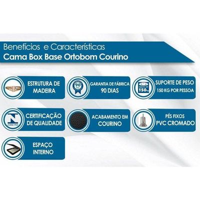 Cama Box Baú Queen Universal Courano Nero Black (158x198x35) - Ortobom