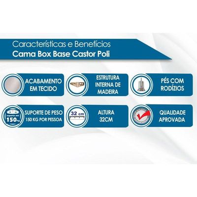 Cama Box Base King Poli Tecido Black (193x203x23) - Castor