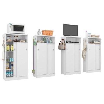Armário Multiuso Lavanderia 528 C/ 2 Portas De Correr Branco - Carraro