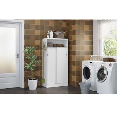 Armário Multiuso Lavanderia 528 C/ 2 Portas De Correr Branco - Carraro