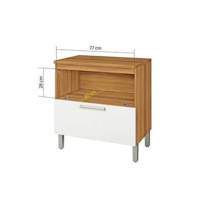 Balcão De Cozinha Burguesa Premium 1 Porta E 1 Gaveta C/ Tampo 80cm Freijó/branco - Nesher