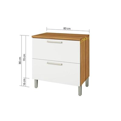 Balcão De Cozinha Burguesa Premium 1 Porta E 1 Gaveta C/ Tampo 80cm Freijó/branco - Nesher