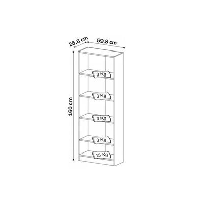 Estante De Escritório Me4141 C/ 4 Prateleiras Preto - Tecno Mobili