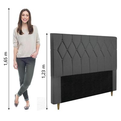 Cabeceira Estofada Para Cama Box Casal Miami De 1,40m Suede Dobuê Cinza