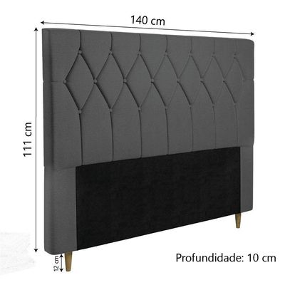 Cabeceira Estofada Para Cama Box Casal Miami De 1,40m Suede Dobuê Cinza