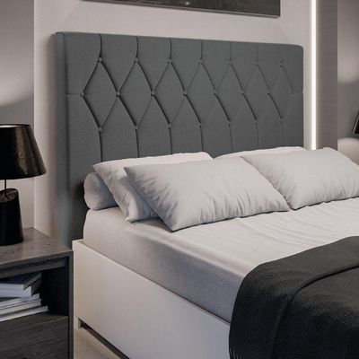 Cabeceira Estofada Para Cama Box Casal Miami De 1,40m Suede Dobuê Cinza