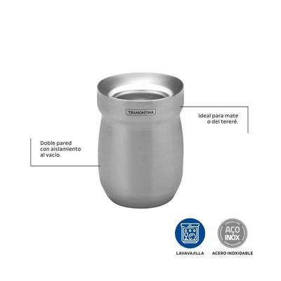 Cuia Térmica Tramontina Em Aço Inox 240 Ml