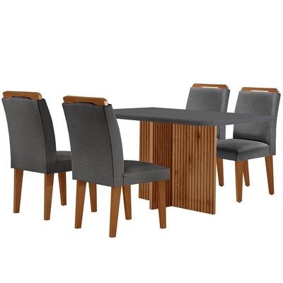 Mesa Olímpia 120cm Em Mdf E 4 Cadeiras Athenas Moderna