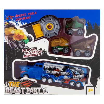 Kit Carrinhos Le Fricção com Lançador Azul