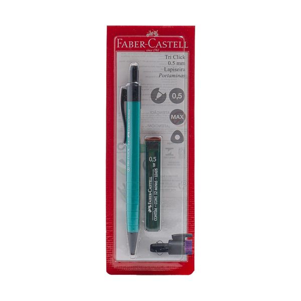 Lapiseira Faber-Castell Tri Clik 0.5mm Coress com Mina Refil 0.5mm Verde