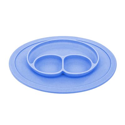 Prato de Silicone Le Baby com Três Divisórias Azul