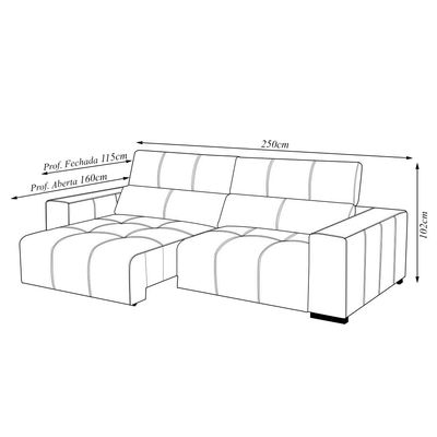 Sofá Decorativo Barbosa 3 Lugares Sala de estar 250cm Reclinável e Retrátil Couro Nude G88 - Gran Belo