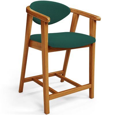Banqueta Baixa Para Cozinha Sala de Jantar Bancada Cecília L02 Bouclê Verde - Lyam Decor