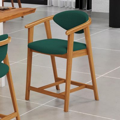 Banqueta Baixa Para Cozinha Sala de Jantar Bancada Cecília L02 Bouclê Verde - Lyam Decor