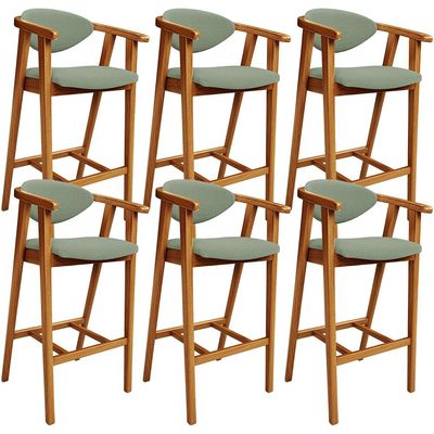 Kit 06 Banquetas Alta Para Cozinha Bancada Bar Sala de Jantar Fixa Cecília L02 Bouclê Oliva - Lyam