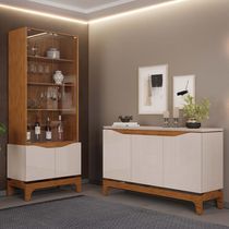 Cristaleira Para Sala de Jantar Bar Adega 2 Portas Clarice D05 Freijó Off White - Lyam Decor