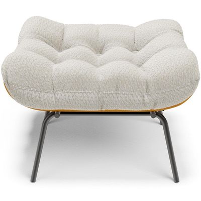 Puff Decorativo Sala de Estar Costela L02 Bouclê Cru - Lyam Decor