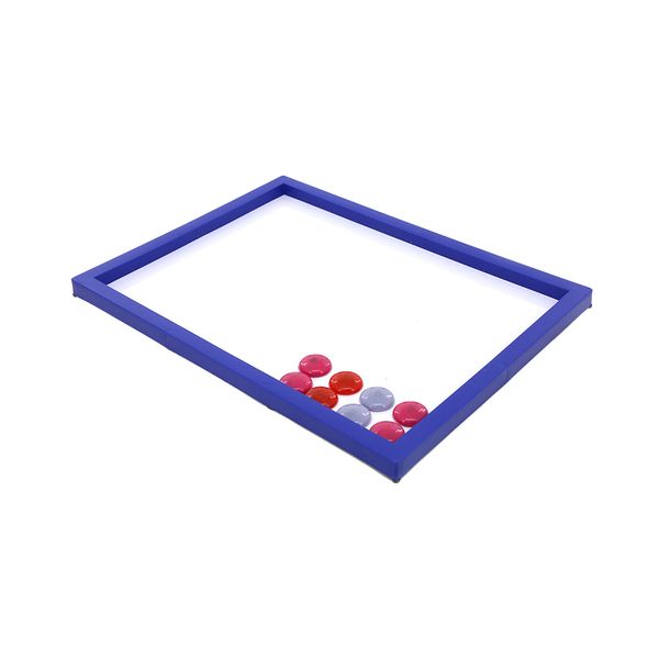 Quadro Magnético Branco Le com 8 Ímãs Coloridos Moldura 40x30cm Azul