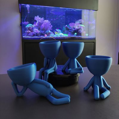 Kit 4 Vasos Suculentas Decoração Robert Plant Vaso 3D Decorativo Azul Metálico