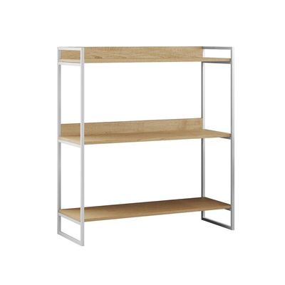 Aparador Industrial 3 Prateleiras Córdoba 95cm Branco E Castanho Marrom