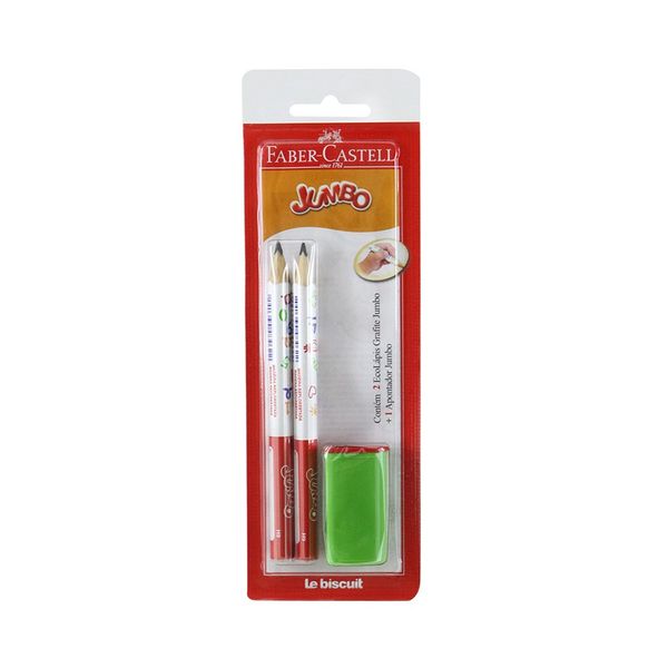 Kit Escrita Faber-Castell Le com 2 Lápis Jumbo Hb Nº2 e 1 Apontador Modelo 1